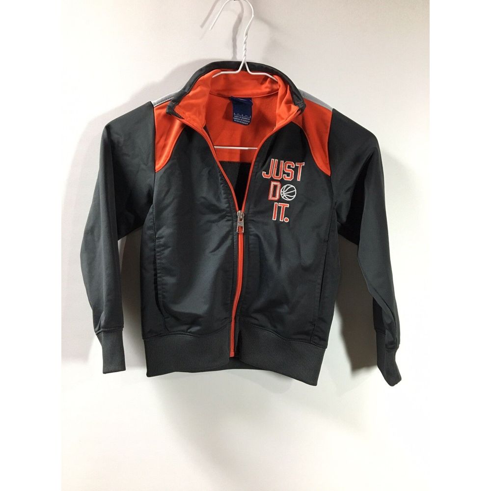 Nike Just Do It Basketball Windbreaker Black Orange Jacket Youth Size 5